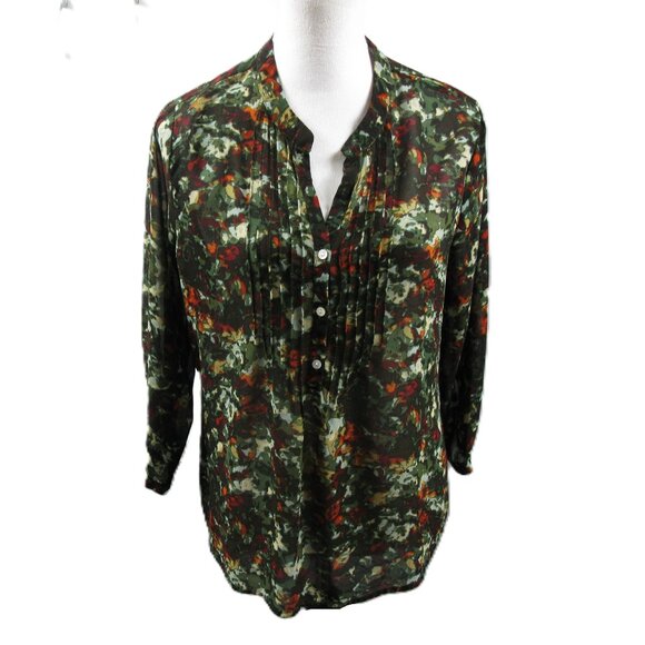 Willi Smith Patterned Semi-Sheer 3/4 Sleeve Blouse Size Medium - Picture 1 of 8